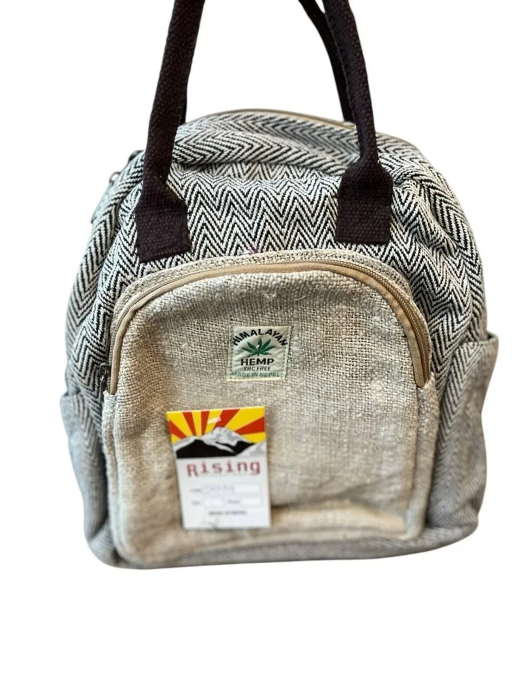 Small Pure Hemp Backpack Shoulder Strap Bag Natural Convertible Nepal NWT